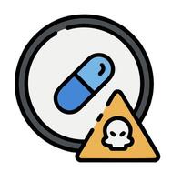 A pill and skull icon on a white background vector