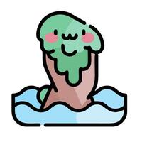 A green slime monster floating in the water vector