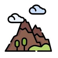 A mountain with trees and clouds vector