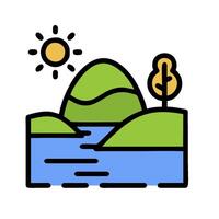 A landscape with a tree and a river vector