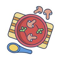 A bowl of soup with mushrooms and other ingredients vector