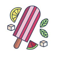 Ice cream icon with lemon slices and watermelon vector
