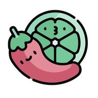 A green pepper and a slice of lime vector