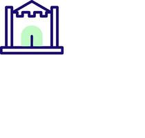 A castle icon with a green door vector