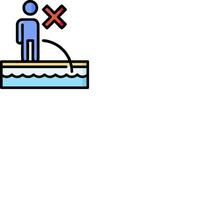 A man standing on a dock with a sign that says no swimming vector