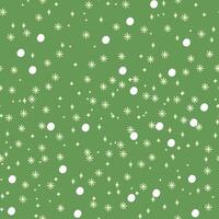 seamless pattern with snowflakes, stars and dots on green background for christmas and new year design vector