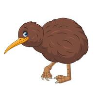 cartoon happy kiwi bird on white background vector