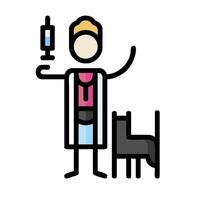 A man with a syringe and a cat vector