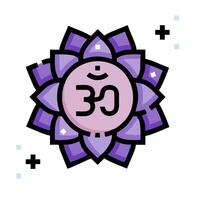 A purple flower with the word om on it vector