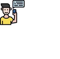 A man holding a phone with a speech bubble vector