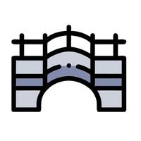 A bridge with a blue and white outline vector