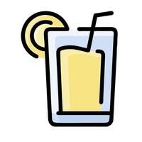 A glass of lemonade with a straw and a slice of lemon vector
