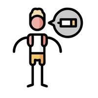 A man with a battery in his hand and a speech bubble vector