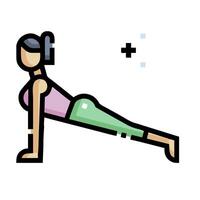 A woman doing a plank pose on a white background vector