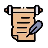 A scroll with a pen and a scroll icon vector