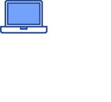 A laptop computer with a blue outline on a white background vector