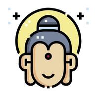 A buddha head icon with a cross in the middle vector