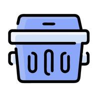 A blue trash can icon on a white background vector
