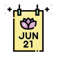 June 21 calendar icon illustration vector