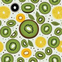 kiwi fruit and orange Patterns vector