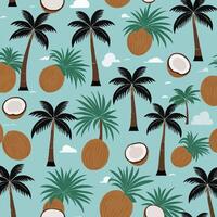 coconut palm trees and coconuts Patterns vector
