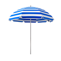 Blue and White Striped Beach Umbrella Isolated on Transparent Background png