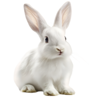 Cute White Rabbit with Big Ears Isolated on Transparent Background png