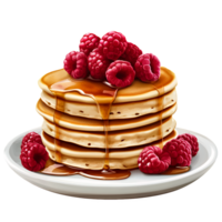 tortita apilar con frambuesa y jarabe aislado en transparente antecedentes png