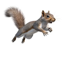 Squirrel in Mid-Jump with Tail and Ears Isolated on Transparent Background png