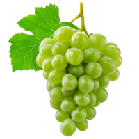 Real Green Grape with Green Leaf Isolated on Transparent Background png