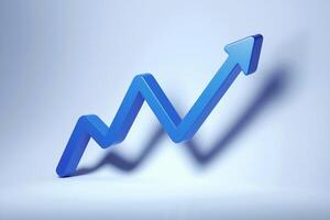 3D blue chart with a rising line shows changes over time photo