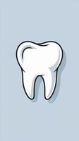 Prominent tooth displayed against light blue background, showing triangular shape Vertical Mobile Wallpaper photo