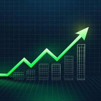 Green arrow on dark grid shows consistent upward data trend For Social Media Post Size photo