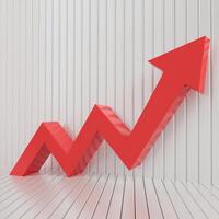 Red arrow on white background, zigzag pattern shows fluctuating trend For Social Media Post Size photo