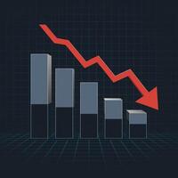 Gray bar chart with red arrow shows decline on grid background For Social Media Post Size photo