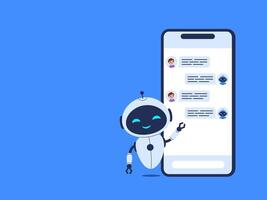 Chatbot concept with copy space for text. blue background for AI communication designs, digital assistance, and tech-related projects vector
