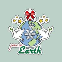 Peace on Earth Holiday Design with Doves and Globe vector