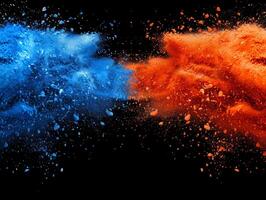 HOli Decorative Dye Splash, color powder explosion. Abstract colorful rainbow background with color splashes. photo