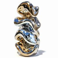 Metal Shiny 3D Abstract Glowing Form. Neon Glowing Flowing Design Element. photo