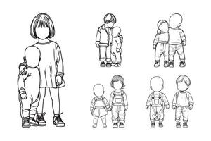 Artistic depiction of a sister with a bald-headed child vector