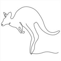 Single line continuous drawing of kangaroo simple of standing kangaroo line art illustration vector