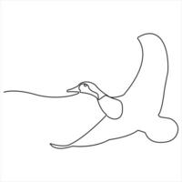 Continuous single line art drawing of pet animal duck concept single line draw style illustration vector