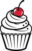 cupcake with frosting illustration vector