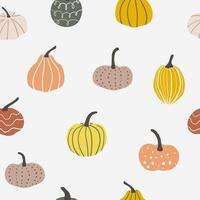 Pastel colored seamless pattern with pumpkins. Funny autumn design for textile, fabric, wrapping paper, cover, background vector