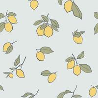 Elegant seamless pattern with lemons on branches. Retro style design for textile, wrapping paper, wallpaper, cover vector