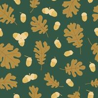 Hand drawn acorns and oak leaves seamless pattern. Autumn design for fabric, textile, wrapping paper, cover vector