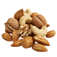 Mixed Nuts Including Almonds and Walnuts Isolated on Transparent Background png