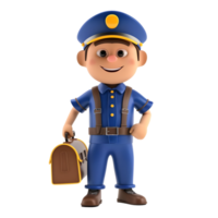 Smiling Policeman with Bag Isolated on Transparent Background png