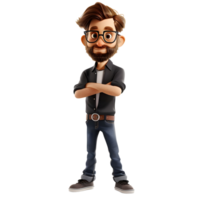 casual homem com barba e óculos isolado em transparente fundo png