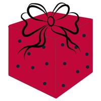 Colorful Gift Red Box with Ribbon and Dots vector